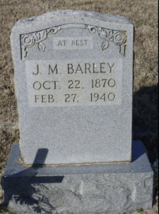 Tombstone of J. M. Barley in Spence Cemetery in Dayton, Tennessee.